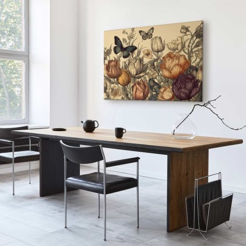 Obraz - Kolorowe tulipany na kremowym tle