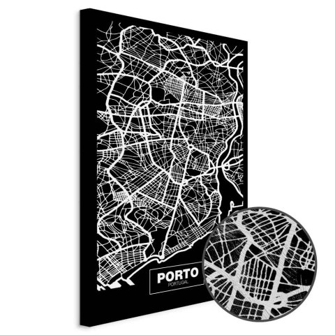 Obraz - Mapa w negatywie: Porto (1-częściowy) pionowy