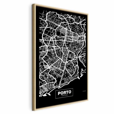 Obraz - Mapa w negatywie: Porto (1-częściowy) pionowy