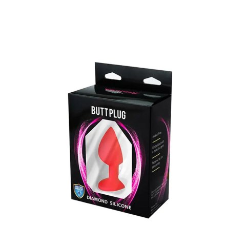 Red medium butt plug with white crystal