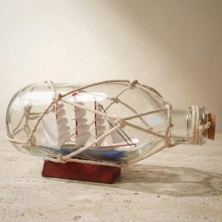 Rafandynka - Statek w butelce na podstawie drewnianej - S2036B