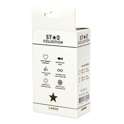 Star Collection - Black Silicone Anal Plug L - Clear Stone