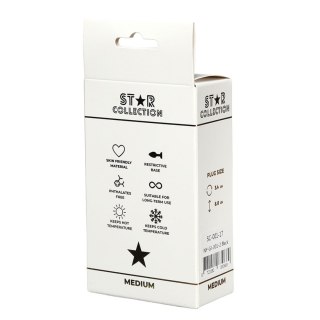 Star Collection - Black Silicone Anal Plug M - Pink Stone