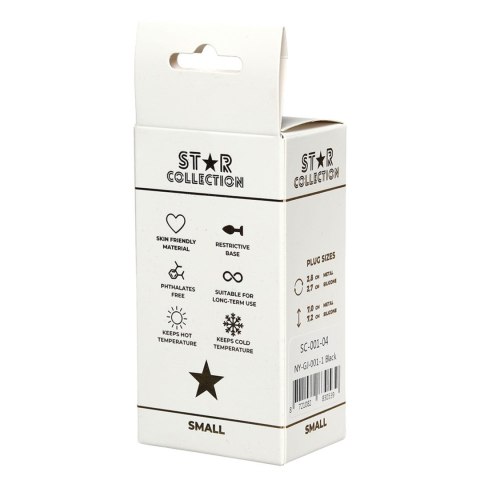 Star Collection - Black Silicone Anal Plug S - Light Blue Stone