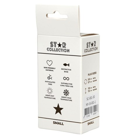 Star Collection - Silver Metal Anal Plug S - Light Pink Stone