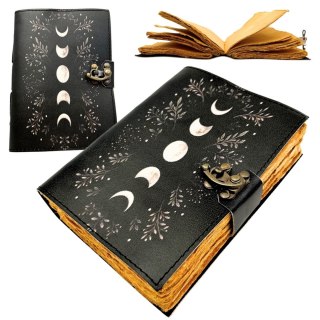 Notes Skórzany Retro z Fazami Księżyca - skóra kozia, 200 stron, papier 150 GSM - H080