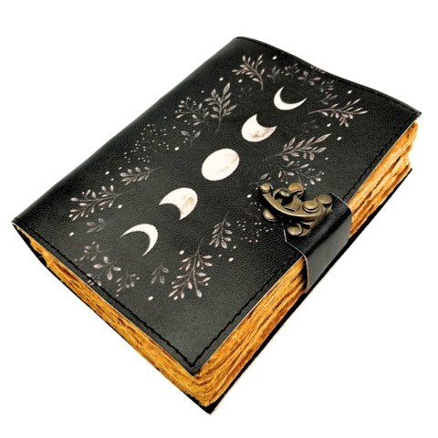 Notes Skórzany Retro z Fazami Księżyca - skóra kozia, 200 stron, papier 150 GSM - H080