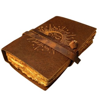 Notes Skórzany Vintage 200 stron - Słońce i Księżyc - Skóra bawola - H038