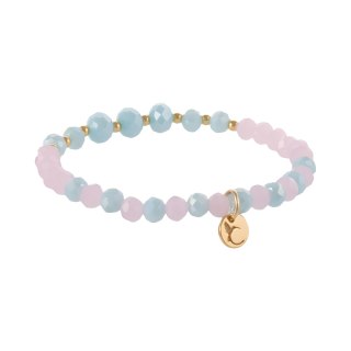 Bransoletka z niebieskich i różowych koralików (B25/KOR/98AU)
