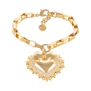 Bransoletka z serduszkiem zdobionym kryształkami Preciosa, z kokardką (B25/JES/145AU)