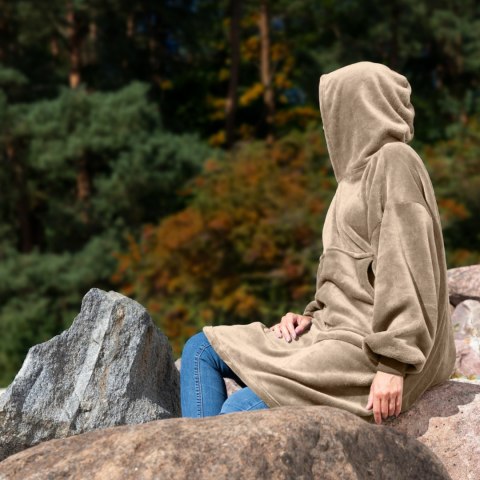 Bluzair Bluza Koc Hoodie Oversize Polska Beżowy