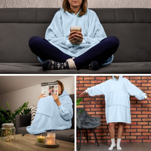 Bluzair Bluza Koc Hoodie Oversize Polska Błękitny