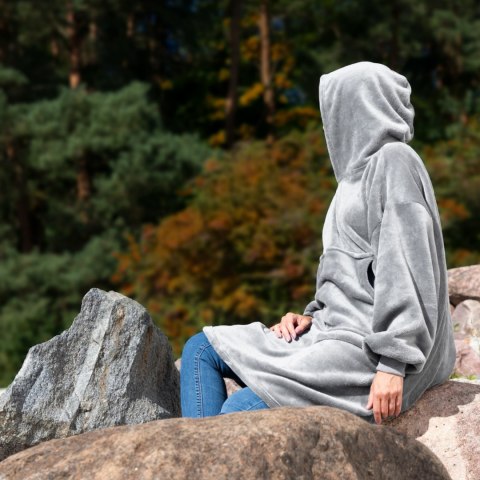 Bluzair Bluza Koc z Kapturem XXL Ciepła Hoodie 4w1