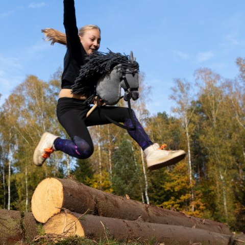 Zestaw Skippi - Hobby Horse Szary i dodatkowy Kantar - różowy