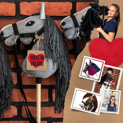 Zestaw Skippi - Hobby Horse szary i dodatkowy kantar - czerwony