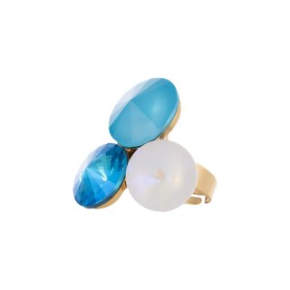 Regulowany pierścionek z trzema kryształami o wymiarach 14mm i 16mm (R25/JES/192AU)
