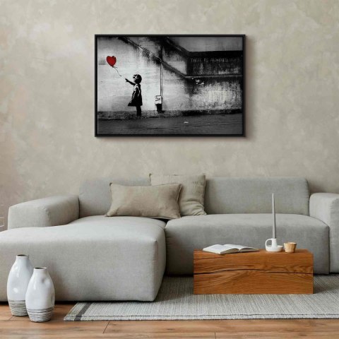 Obraz - nadzieja (Banksy) 120x80 W ramie drewnianej czarnej