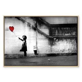 Obraz - nadzieja (Banksy) 120x80 W ramie drewnianej naturalnej