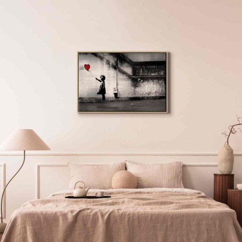 Obraz - nadzieja (Banksy) 120x80 W ramie drewnianej naturalnej