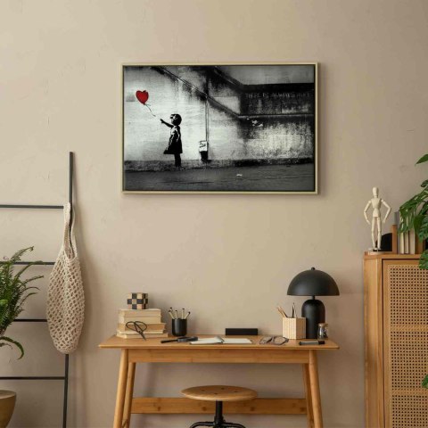 Obraz - nadzieja (Banksy) 120x80 W ramie drewnianej naturalnej