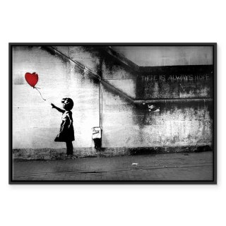 Obraz - nadzieja (Banksy) 60x40 W ramie drewnianej czarnej