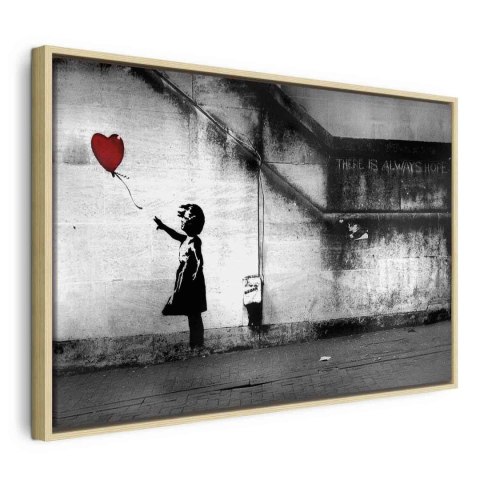 Obraz - nadzieja (Banksy) 90x60 W ramie drewnianej naturalnej