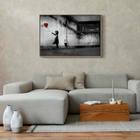 Obraz - nadzieja (Banksy) 90x60 W ramie drewnianej naturalnej