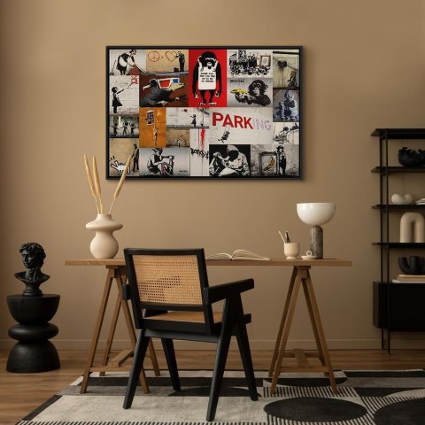 Obraz - Banksy - kolaż 120x80 W ramie drewnianej czarnej