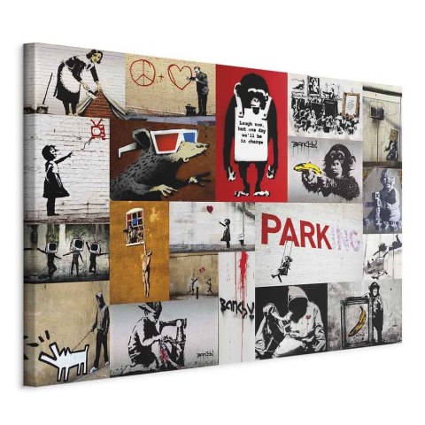 Obraz - Banksy - kolaż 30x20 Na płótnie włoskim