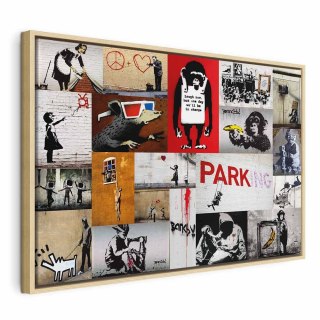 Obraz - Banksy - kolaż 60x40 W ramie drewnianej naturalnej