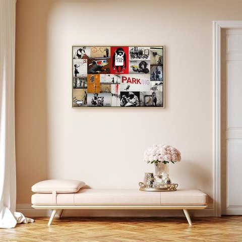Obraz - Banksy - kolaż 60x40 W ramie drewnianej naturalnej