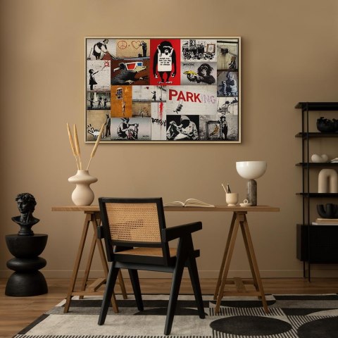 Obraz - Banksy - kolaż 60x40 W ramie drewnianej naturalnej