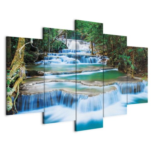 Obraz - Błękitny wodospad w Kanchanaburi, Tajlandia 225x112.5 Na płótnie włoskim