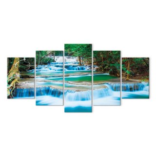 Obraz - Błękitny wodospad w Kanchanaburi, Tajlandia 225x112.5 Premium Print