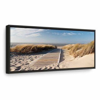 Obraz - Dzika plaża 120x40 W ramie drewnianej czarnej