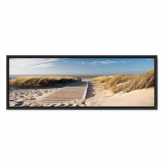 Obraz - Dzika plaża 120x40 W ramie drewnianej czarnej