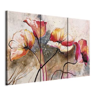 Obraz - Maki smagane wiatrem 90x60 Na płótnie włoskim