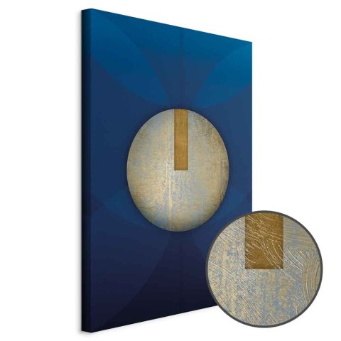 Obraz - W cieniu klasycznego błękitu (1-częściowy) - złote koło w abstrakcji 20x30 Premium Print