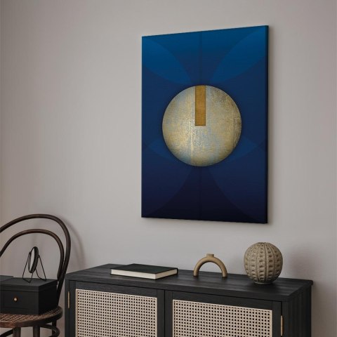 Obraz - W cieniu klasycznego błękitu (1-częściowy) - złote koło w abstrakcji 40x60 Na płótnie włoskim