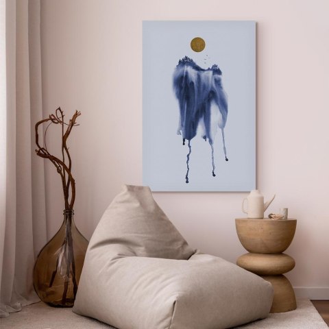 Obraz - Las w akwarelach (1-częściowy) - niebieski odcień pejzażu w abstrakcji 40x60 Na płótnie włoskim