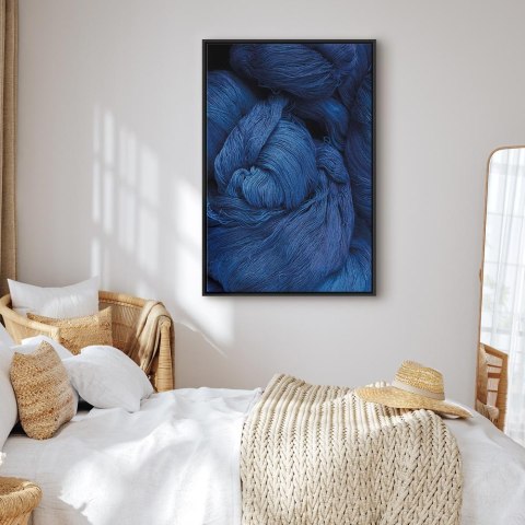Obraz - Niebieska włóczka (1-częściowy) pionowy 40x60 W ramie drewnianej czarnej