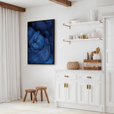 Obraz - Niebieska włóczka (1-częściowy) pionowy 40x60 W ramie drewnianej czarnej