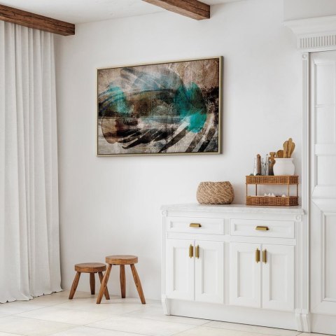 Obraz - Abstrakcyjny pióropusz (1-częściowy) szeroki 90x60 W ramie drewnianej naturalnej