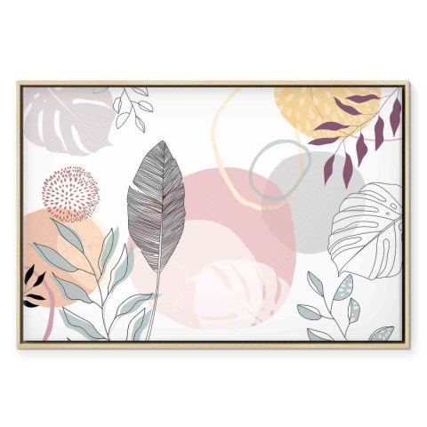 Obraz - Pastelowa grafika liniowa 120x80 W ramie drewnianej naturalnej