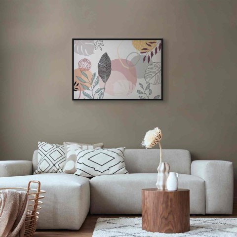 Obraz - Pastelowa grafika liniowa 60x40 W ramie drewnianej czarnej
