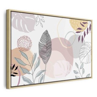 Obraz - Pastelowa grafika liniowa 60x40 W ramie drewnianej naturalnej