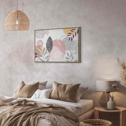 Obraz - Pastelowa grafika liniowa 60x40 W ramie drewnianej naturalnej
