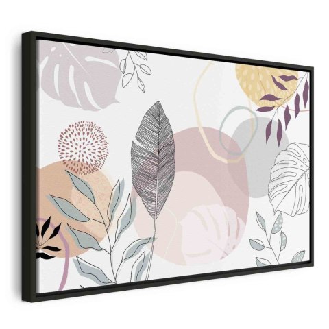 Obraz - Pastelowa grafika liniowa 90x60 W ramie drewnianej czarnej