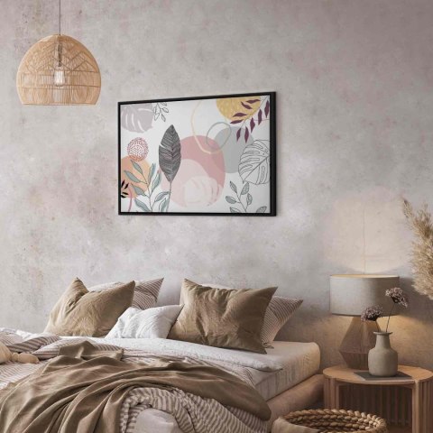 Obraz - Pastelowa grafika liniowa 90x60 W ramie drewnianej czarnej