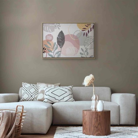 Obraz - Pastelowa grafika liniowa 90x60 W ramie drewnianej naturalnej